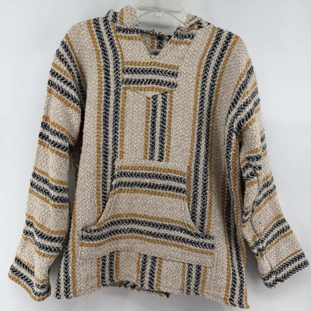 Earth Ragz Mexican Poncho Baja Hoodie M Buck Skater Drug Rug Pullover Mexico